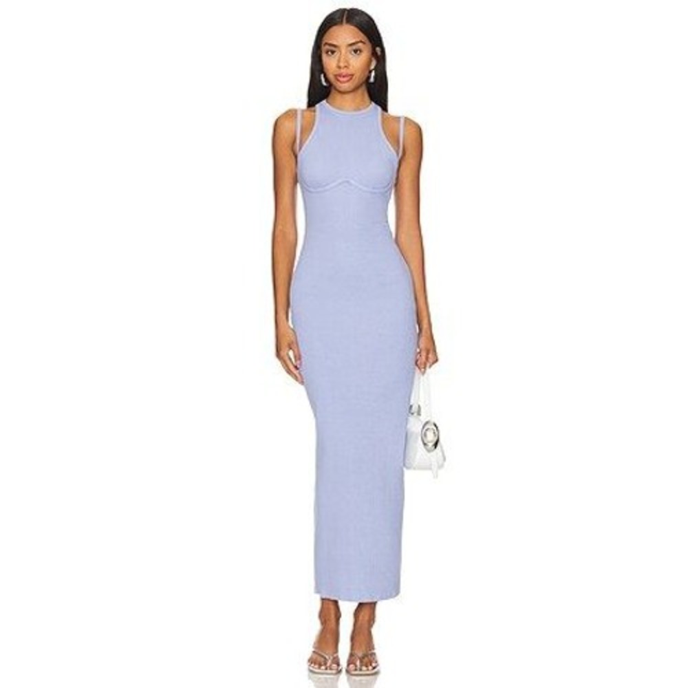 Fleur du Mal Lavender Ribbed Underwire Racerback Maxi Dress Small Purple
